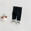 Conjunto de Tres Piezas para Bebé Dianxi Otoño Rayas Cuello Volante Camiseta Base Chaleco de Mangas Volantes Leggings con Adorno de Encaje