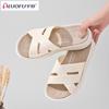 Luo Fu Suela Gruesa Cruzadas Moda Casual Cómodas Nuevas para Mujer Primavera y Verano Zapatillas de Casa Holgazanas para Usar Afuera