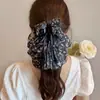 Pinza de Clip con Lazo de Malla y Gypsophila para Bebé, Pasador de Pelo de Gama Alta para Cola de Caballo Baja, Accesorios para el Cabello en la Parte Posterior de la Cabeza