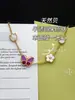 Pulsera de Calcedonia Morada Natural de Cinco Flores [Versión Alta Dorada V Chapado Grueso en Oro] Pulsera de Trébol de Cuatro Hojas de 18 Quilates para Mujer, Artesanía Exquisita
