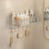 Tubo de almacenamiento para peine de baño de acero inoxidable 304, soporte para rizador de pelo, organizador de tocador de baño montado en la pared, instalación sin perforación