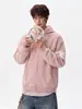 Sudadera con capucha de punto gofre estilo americano con tres rayas y bloques de color, creando un look relajado y casual, perfecta para otoño y como atuendo de pareja.