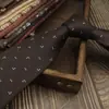 Gravata Masculina Cor Café Retrô Amarrada à Mão Britânica 8cm Formal Negócios Casamento Presente para Noivo Caixa Tendência