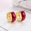 Pendientes vintage estilo Hong Kong con hebilla de oreja esmaltada, ligeros, de lujo, con diseño de nicho, para otoño e invierno, 2023, para mujer.
