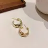 Pendientes Redondos Geométricos con Superficie Fotosensible Metálica de Aguja de Plata Pendientes de Estilo Frío Simple Europeo y Americano Pendientes de Diseño Nicho para Mujer