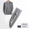 Nuevo traje de ropa interior térmica de terciopelo cálido de doble cara para hombre, pantalones cálidos con forro polar, ropa interior de otoño engrosada