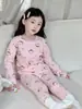 Ropa de Casa de Doble Capa de Seda y Lana para Niños Otoño e Invierno Conjunto de Ropa Interior Térmica Engrosada Ropa y Pantalones de Otoño para Niños y Niñas