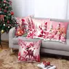 Nueva Funda de Almohada Rosa con Estampado de Muñeco de Nieve Temática Navideña Decoración Suave para el Hogar Cojín de Regalo Navideño Funda de Cojín Transfronteriza