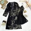 Pijama Transfronterizo Denilyn Estampado Seda de Hielo Camisón con Tirantes Primavera y Otoño Conjunto de Ropa de Casa Casual y a la Moda de Dos Piezas
