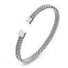 Pulsera abierta plana tejida de acero inoxidable nueva europea y americana para hombre y mujer, pulsera simple retorcida, joyería de moda elegante