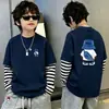 Camiseta de Manga Larga Estilo Coreano para Niños Colección Otoño 2026 Estilo Fresco y Masculino Ropa Interior de Algodón Puro Elegante para Niños Falso Dos Piezas
