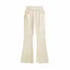 Estilo Puramente Sexy, Ceñidor de Cintura, Adelgazante, que se ajusta a la Cadera, Pantalones Ligeramente Acampanados, Pantalones Largos Casuales de Estilo Perezoso para Yoga y Fitness de Cintura Alta con Cordón