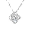 Moda Transfronteriza Estilo Lujo Ligero Trébol de Cuatro Hojas con Tarjeta de Bendición Collar de Regalo Cadena Sencilla de Diamante Corazón Eterno para la Clavícula