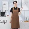 Macacão avental personalizado loja de milk tea e café impressão à prova d'água e de óleo catering supermercado floricultura logo personalizado
