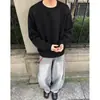 Sudadera gris extremadamente elegante con cuello redondo para hombre y mujer, top casual de estilo coreano holgado para otoño e invierno, ideal para personas petite