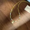 Cadena para Clavícula con Perlas de Piedra Natural Cristal Amarillo Fresco Colgante de Zircón Rosa Facetado Vintage Dulce