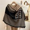 Bufanda de cachemira de otoño e invierno 2022 para mujer, estilo coreano, con rayas geométricas, doble cara, cálida, con borlas, a la moda