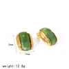 Pendientes de Resina Vintage Estilo Ins Transfronterizos para Mujer, de Nicho y Elegantes con un Toque de Alta Gama, Pendientes de Acero Inoxidable Chapado en Oro de 18K para Damas