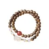 Nuevo Estilo Chino Pulsera de Doble Círculo de Madera Chenxiang Ágata Natural Jade Hetian Jade Azul Agua Pulsera Roja del Sur para Hombres y Mujeres Lujo Ligero