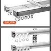 Trilho de Cortina Reto Simples Duplo Montagem Superior Lateral Varão de Cortina de Plástico Espessado Deslizador de Cortina Silencioso Trilho de Engenharia