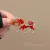 Elegante Broche de Caballo para Mujer, Pin Grande Vintage de Alta Gama, Broche del Año del Caballo, Accesorio para Abrigo, Regalo de Año Nuevo