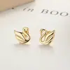 Clavo de Oreja de Hilo de Cisne para Mujer Plata de Ley 925 Dulce Moda Animal Cisne Clavo de Hélice Auricular Simple Ins Elegante Joyería para Oreja