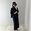 Chaleco de cuello alto trenzado retro estilo coreano + Traje de suéter de vestido tejido