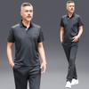 Camiseta Masculina de Manga Curta para Meia-Idade Estilo Fino 2026 Novo Conjunto Casual de Duas Peças para Verão para Meia-Idade e Idosos