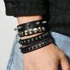 Pulsera de Cuero Multicapa de Moda Caliente Transfronteriza Europea y Americana Pulsera de Remaches Estilo Punk Personalizado Joyería Hip-hop para Hombre