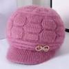 Sombrero de Anciana Sombrero de Mujer de Otoño e Invierno Tejido Casual Moda Sombrero de Mamá para Mediana Edad y Ancianos Grueso con Forro Polar Cálido de Lana Sombrero de Copa Redonda