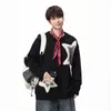 Malha Fashion com Design de Estrela de Cinco Pontas para Homens 2025 Outono e Inverno Nova Tendência Pulôver Estilo Solto Preguiçoso Malha de Lã