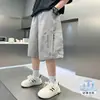 Pantalones Cortos Cargo Nuevos de Verano 2026 para Niños, Pantalones Casuales Transpirables Finos a la Rodilla de Moda para Niños Mayores