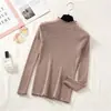 Outono e Inverno Novo Estilo Coreano Cor Sólida Suéter Básico Tricô para Mulheres Emagrecedor Suéter de Gola Alta para Mulheres