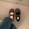 Primer Encuentro Ji Gris Retro Correa Única Mary Jane Birkenstock Zapatos Otoño Invierno Cálidos Zapatos de Algodón Planos Zapatos de Mujer Mocasines