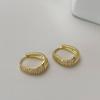 Aretes Ins Simples de Moda de Cobre Micro-Pavimentado con Zircón Colorido para Mujer Aretes Geométricos de Diamantes Completos Versátiles Aretes de Cobre Chapados en Oro Real