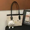 Bolso Tote Tejido de Paja 2026 Modelo Nuevo Gran Capacidad Lindo Dibujo Animado Bolso de Hombro Único Bolso Tote Tejido con Patrón para Estudiante y Viajero