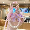 Colgante Llavero Lazo de Cristal Acrílico para Bolsos de Niñas, Llavero de Coche, Regalo Navideño al por Mayor