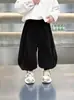 Pantalones tipo bombacho de chenilla con forro polar para niños y niñas, ropa de otoño e invierno, estilo infantil, holgados, bonitos, transpirables, suaves y cómodos