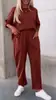 2024 otoño e invierno nuevo europeo y americano transfronterizo estación independiente comercio exterior para mujer color sólido cuello redondo manga larga traje pantalones con bolsillo mujer