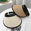 Sombrero de Sol de Paja de Moda para Mujer en Verano, Protección UV, Sombrero de Sol que Cubre el Rostro para Ciclismo