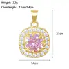[Oro Real de Cobre] Temperamento Femenino Cuadrado Piedra Preciosa Comercio Exterior Transfronterizo DIY Hecho a Mano Joyería Cobre Circonio Micro-Incrustación Colgante