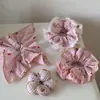 Goma para el pelo de encaje con flor de cerezo fresca rosa para mujer, Diadema grande de doble capa dulce y linda