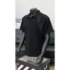 Camisa Polo Masculina Tendência Estilo Americano, Tecido Air-Layer Pesado, Manga Curta, Casual de Verão, Caimento Solto, Tamanho Grande, Gola Reversível, Cor Sólida