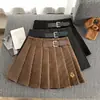 Comercio Exterior Ropa de Mujer Toma Real 2025 Mismo Estilo que Zhao Lusi Falda Plisada a Cuadros de Lana Otoño e Invierno Retro Cintura Alta Aspecto Adelgazante