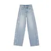 Calça Jeans Wide-Leg Americana de Rua com Strass Dupla Face para Mulheres 2026 Nova Coleção Primavera e Outono Design Solto Emagrecedor Calça de Comprimento Total