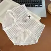 Roupa íntima de algodão puro 10A antibacteriana com ursinho estilo college para meninas, entrepernas estendido, confortável calcinha de algodão puro estilo triângulo para mulheres