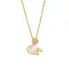 Collar de Acero de Titanio Brillante Planeta Chapado en Oro Real Cadena para Clavícula de Verano Nicho Moda Elegante Versátil Colgante Cadena para Clavícula