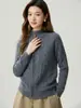 Cardigan de estilo Old Money con cuello alto y cremallera 100% Cachemir Puro para Mujer, Suéter Abrigo Grueso de Punto Trenzado para Otoño e Invierno