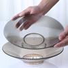 Plato de Frutas de Plástico Transparente Engrosado Estilo Chino Cocina Sala de Estar Limpieza Suave y Conveniente Plato de Frutas Cesta de Frutas Simple de Fondo Plano