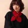 Cachecol Curto de Lã Macia Tricotado Estilo Japonês de Inverno, Lindo e Elegante, Quente e Versátil, Peça de Moda Lisa